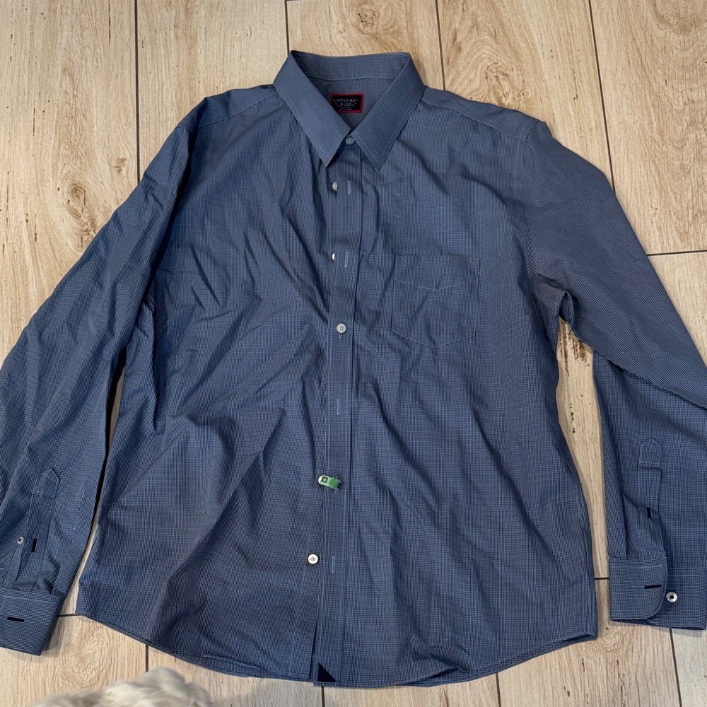UNTUCKit Men's Dark Blue Long-Sleeve Button-Down Dress Shirt